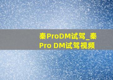 秦ProDM试驾_秦Pro DM试驾视频